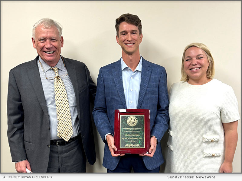 Attorney Bryan Greenberg received the Hon. Robert L. Dietz Emerging Professional Award